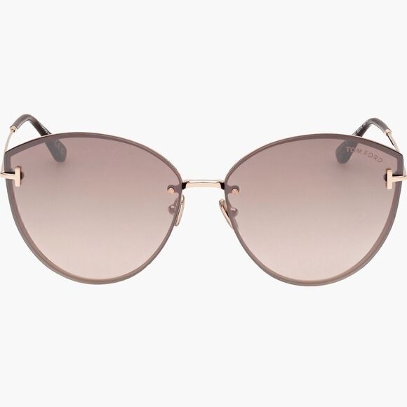 Tom Ford Evangeline 63mm Oversized Gradient Cat Eye Sun glasses rose gold/brown